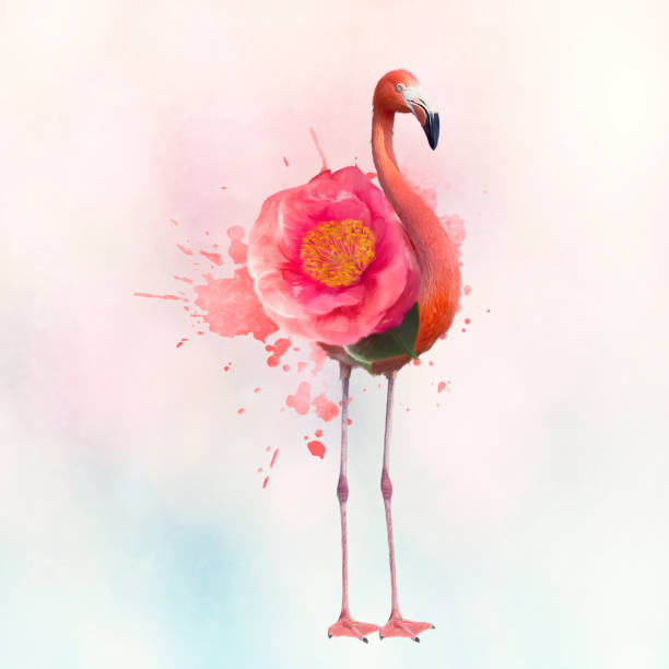 istock Pink flamingo painting 1002278854
