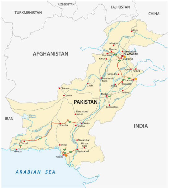 illustrations, cliparts, dessins animés et icônes de feuille de route de république du pakistan islamique - india map cartography pakistan