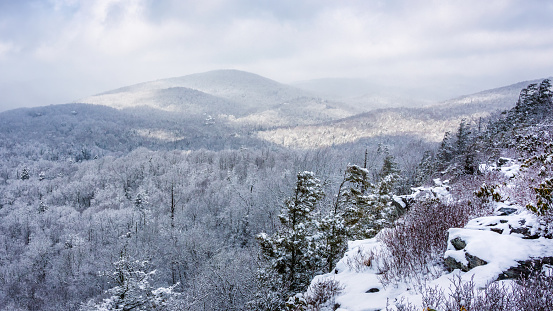 March snow blanketing the North Carolina Mountains