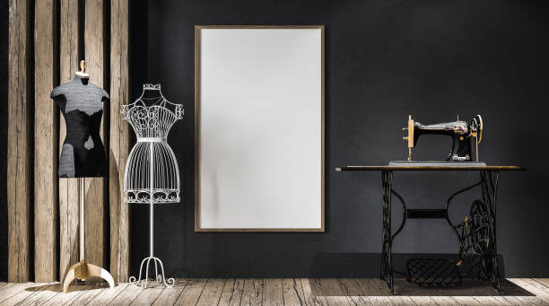 Mock-up poster frame in atelier