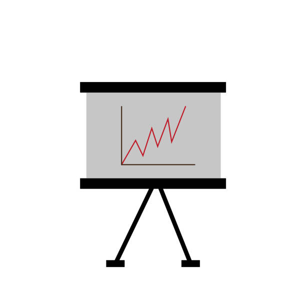 illustrazioni stock, clip art, cartoni animati e icone di tendenza di consiglio con un grafico di crescita. vettore - graph flat whiteboard single line
