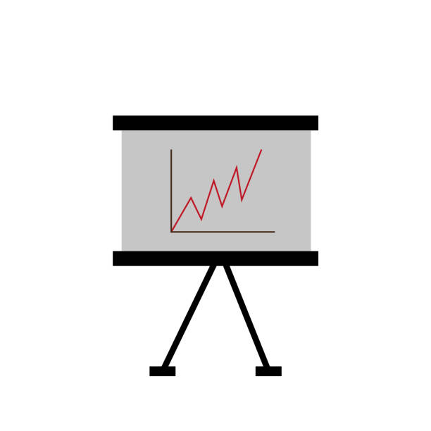 ilustrações de stock, clip art, desenhos animados e ícones de board with a graph of growth. vector - graph flat whiteboard single line