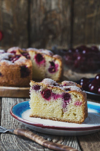 istock Slice of homemade cherry cake 1002296984