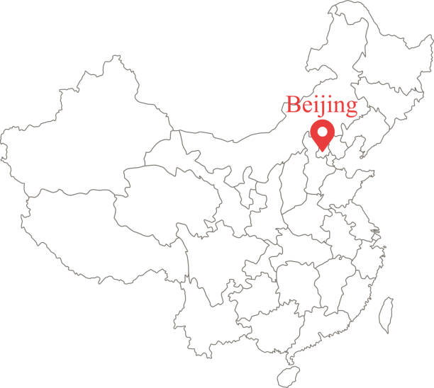 中國空白地圖與省邊界向量例證和首都位置北京 - 海南島 幅插畫檔、美工圖案、卡通及圖標