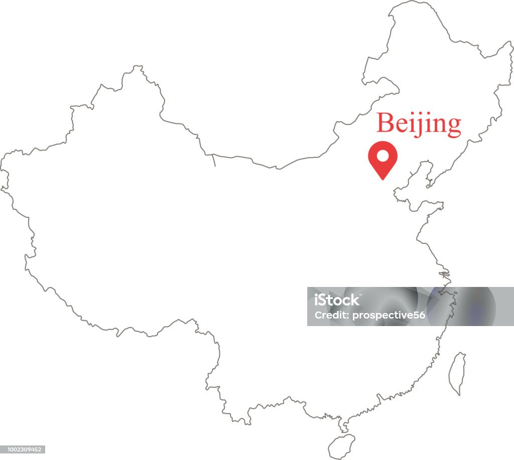 Blank Outline Map Of China Border Vector Illustration And Capital Blank Outline Map Of China Border Vector Illustration And Capital