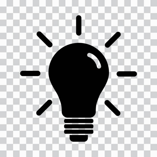 illustrations, cliparts, dessins animés et icônes de icône de la lampe. silhouette noire sur fond transparent. illustration vectorielle - light bulb
