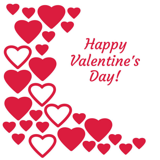 istock Greeting card with red hearts and inscription Happy Valentines Day. Vector illustration 1002334288