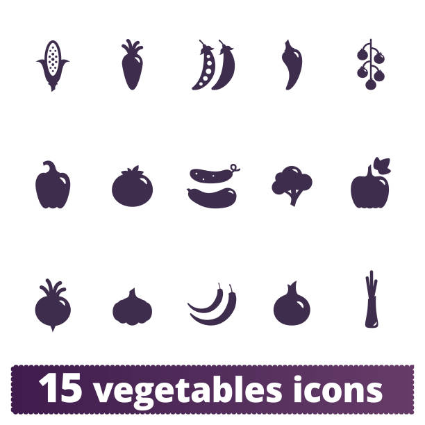 warzywa ikony płaski zestaw wektorowy - vegetable leek kohlrabi radish stock illustrations