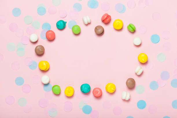 istock Group of sweet colorful mini macarons 1002339272