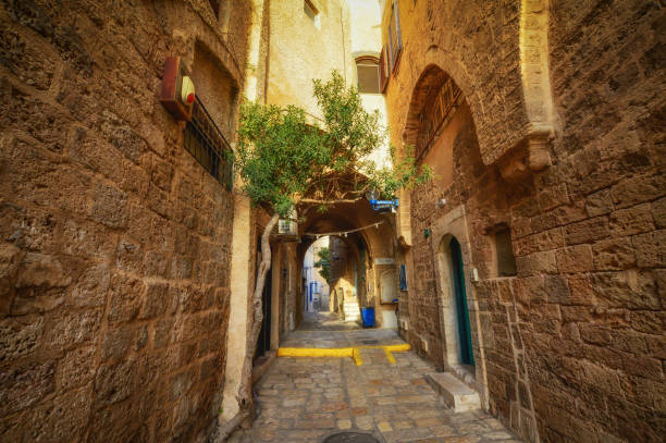 Ancient stone streets in Arabic style in Old Jaffa, Tel Aviv, Israel