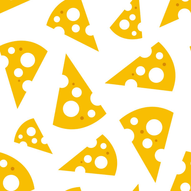 ilustrações de stock, clip art, desenhos animados e ícones de seamless pattern with slices of cheese. vector illustration - parmesan cheese
