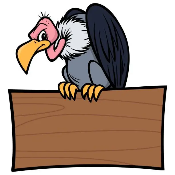 Vector illustration of Vulture with Sign