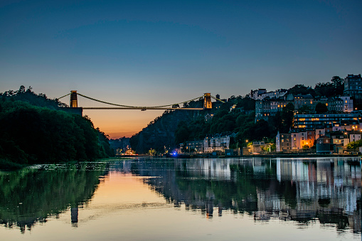 Day and night of Bristol skyline and clifton suspension bridge