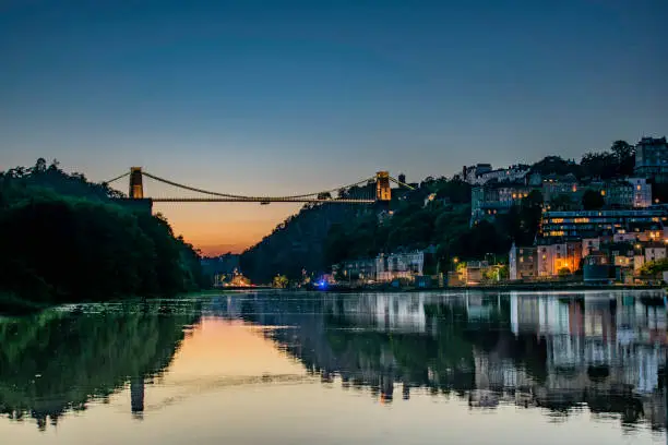 A day night blend of the Bristol skyline with the Clifton suspension bridge
