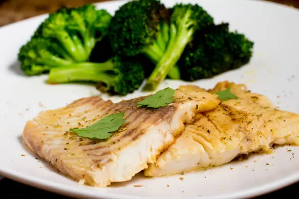 Fish Fillet of Tilapia Fried with broccoli