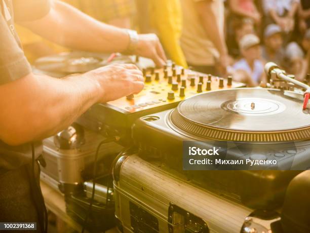 Dj Play Music Summer Party Stock Photo - Download Image Now - DJ, Ibiza Island, Beach