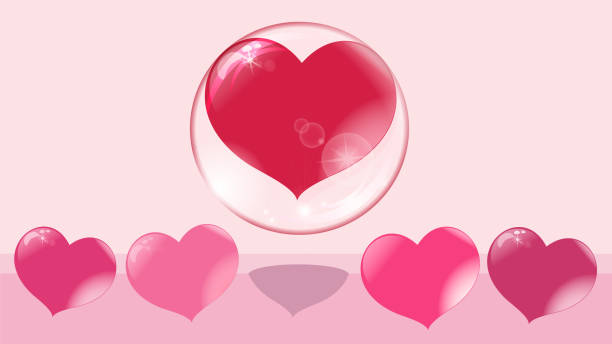 istock a loving red heart flies up in a bubble, other hearts remain on the ground, a soap bubble 1002409580