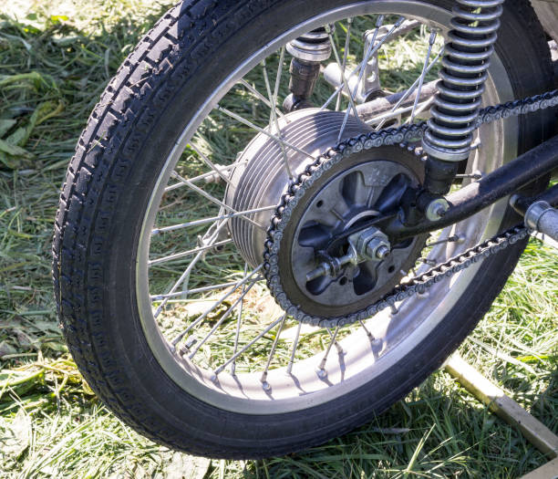 istock Old and dirty motorcycle tires 1002418946