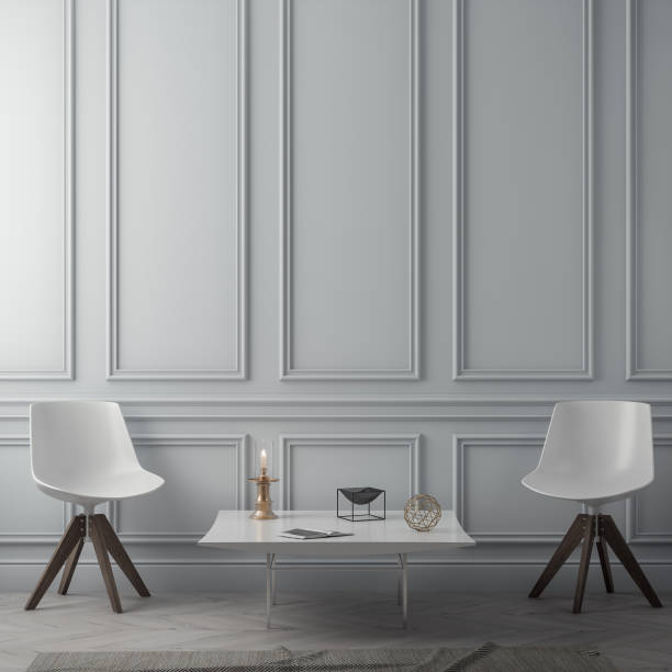 istock Interior of living room with classic wall, 3D Rendering 1002435168