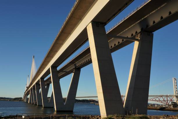 Underneath Queensferry Crossing in evening sunshine