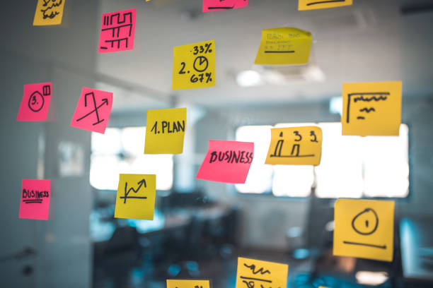 istock Text and diagrams on sticky papers in office 1002439742