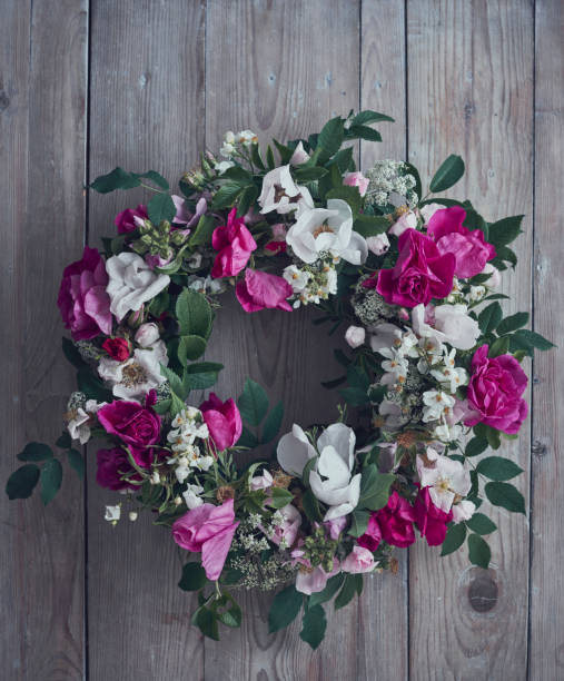 istock Summer wreath made by garden roses 1002447096