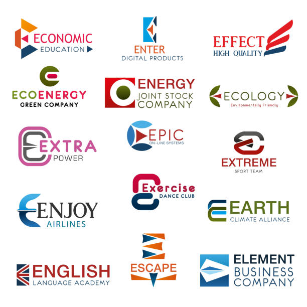 ilustrações de stock, clip art, desenhos animados e ícones de capital e letter symbols for business vector icons - entering airplane
