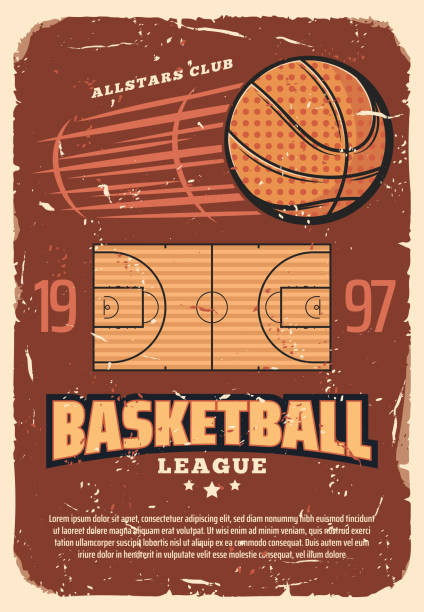 istock Retro basketball league old shabby vector poster 1002512256