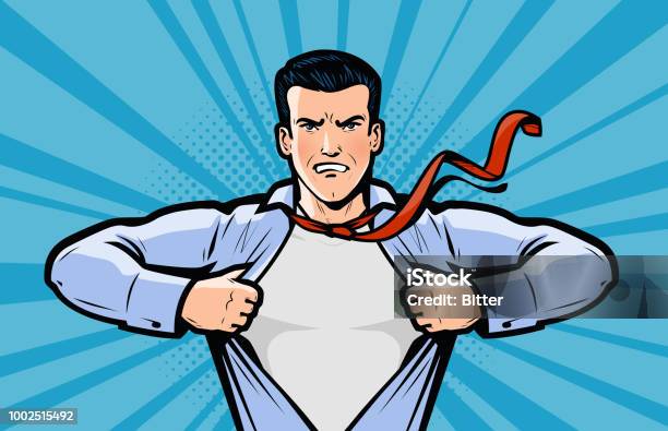 Businessman Or Superhero Vector Illustration In Style Comic Pop Art Stock Illustration - Download Image Now