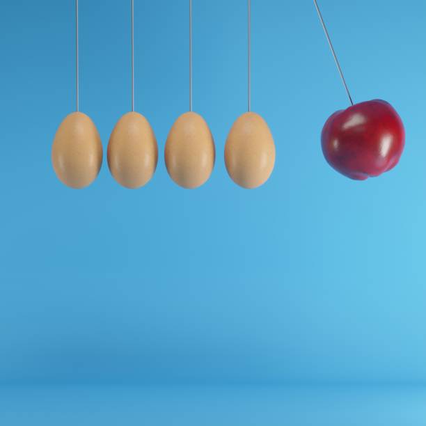 istock Hanging eggs with Red Apple different idea on blue background , Minimal concept idea 1002547050