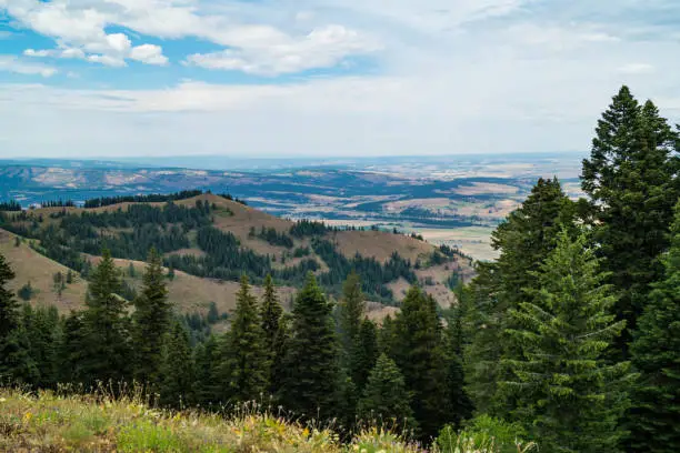 Photo of Grande Ronde Valley view from Mt. Emily near La Grande, Oregon, USA