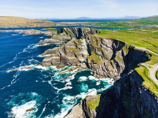 Amazing wave lashed Kerry Cliffs, widely accepted as the most spectacular cliffs in County Kerry, Ireland stock photo