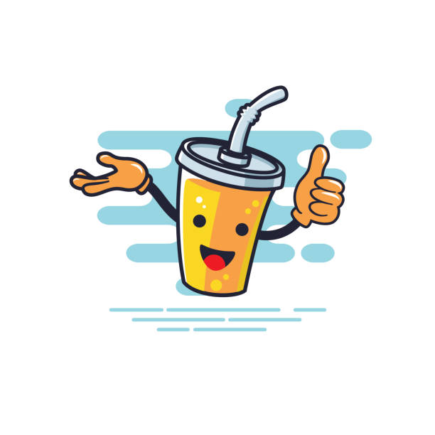 CupCharacterPresentationAndThumbStyle vector art illustration