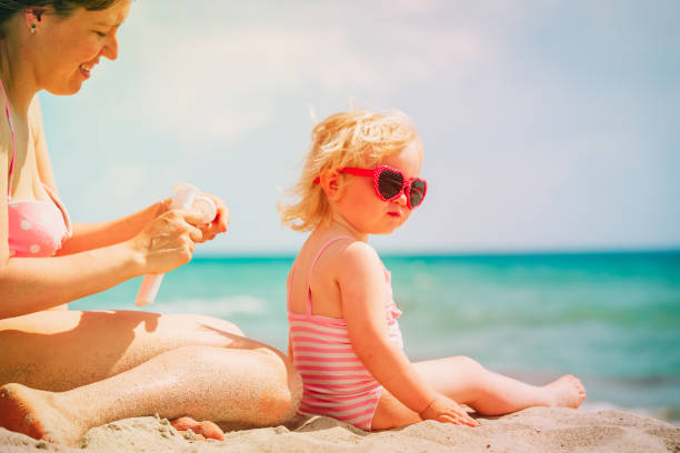 istock mother applying sunblock cream on daughter shoulder 1002563816