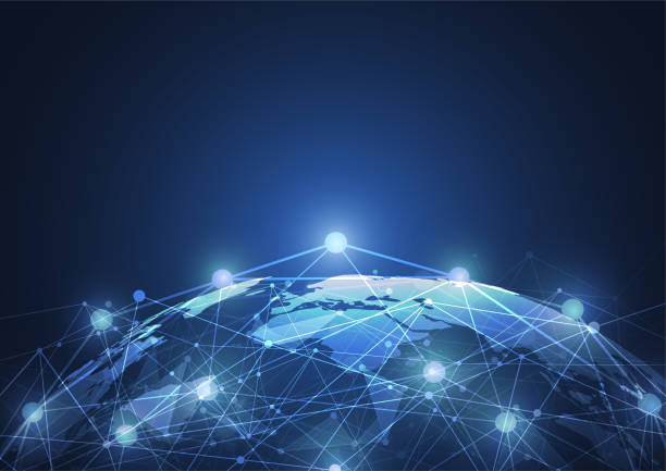 istock Global network connection. World map point and line composition concept of global business. Vector Illustration 1002563938