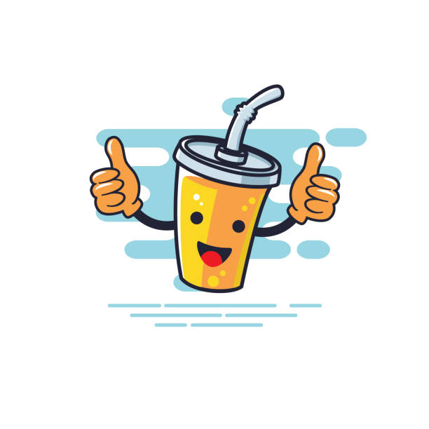 CupCharacterTwoThumbStyle vector art illustration