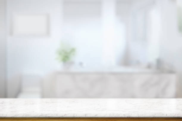istock Empty marble table in bath room. for product display montage. 1002566630
