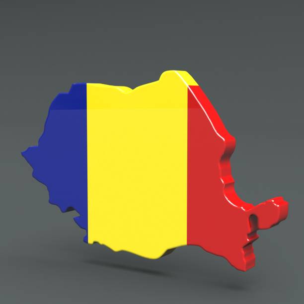 istock Europe 3D map of romania isolated on dark background 1002574800