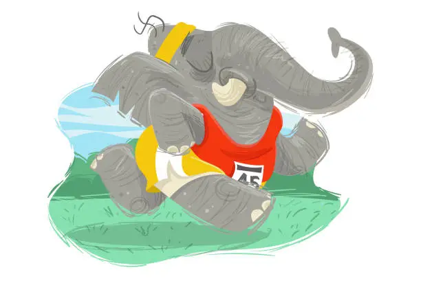 Vector illustration of The elephant runner