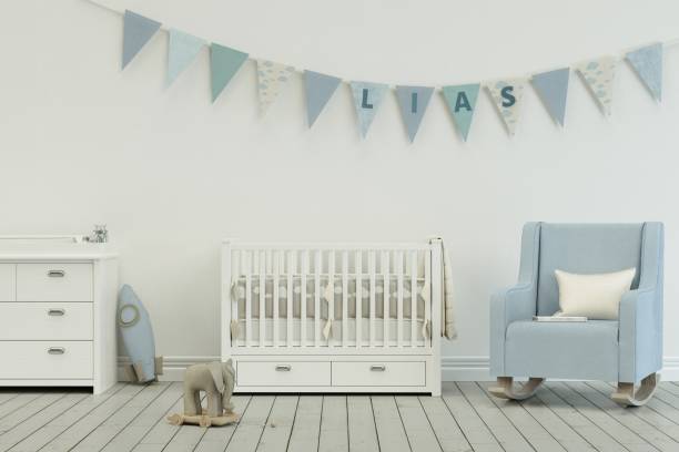 istock modern nursery with decorated Flags with name lias 1002592730