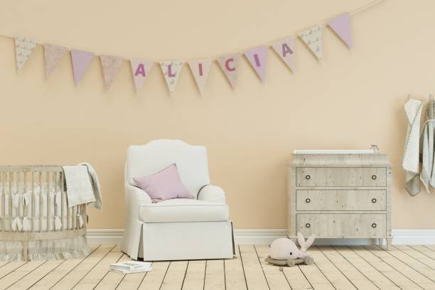 istock modern nursery with decorated Flags with name alicia 1002598232