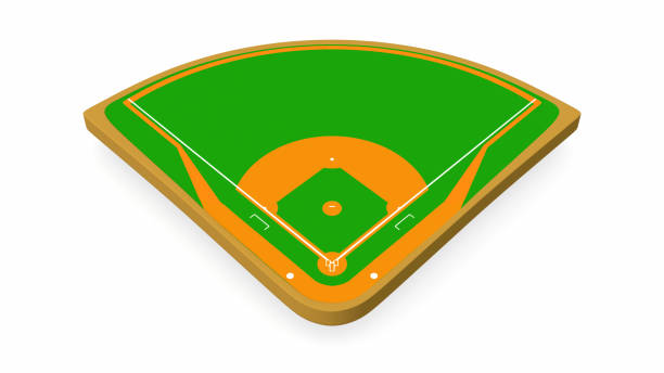 野球場。白地。3 d レンダリング - baseball baseball diamond grass baseballs ストックフォトと画像
