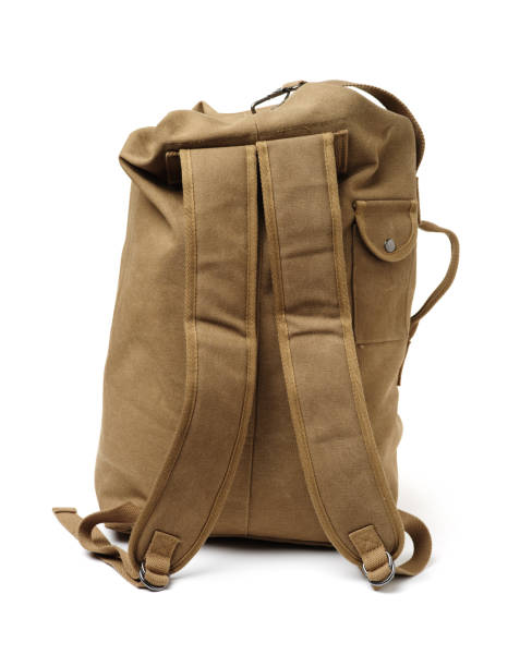 istock Backpack from fabric of color khaki on white background 1002607124
