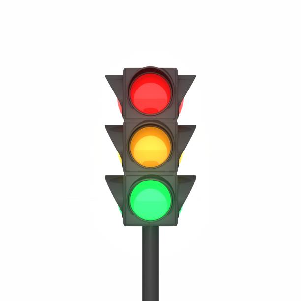 istock Traffic lights - toy isolated on white background. 3D rendering 1002607326