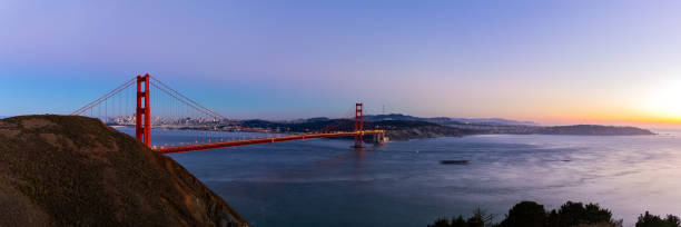 istock Panorama view of Golden Gate bridge on twilight time. 1002612194