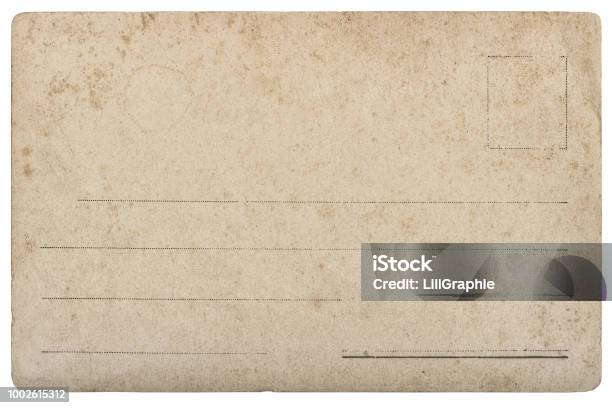 Old Postcard Mail Used Paper Texture Edges White Background Stock
