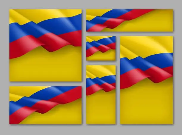 Vector illustration of Colombian patriotic festive banners set.