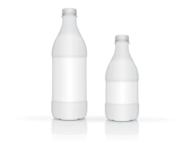 Vector illustration of White plastic bottle with milk or yogurt for your design and logo. It's easy to change colors. Mock up Vector