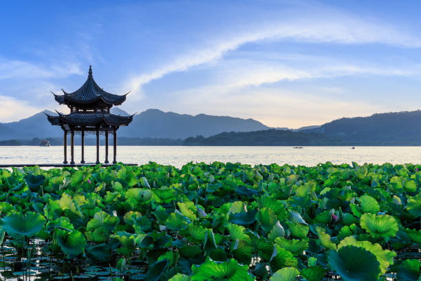 istock Hangzhou west lake jixian pavilion at sunset 1002625730
