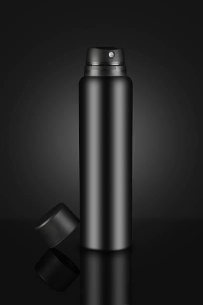 istock Blank Black Deodorant Perfume Spray Can for Mockups 1002628914